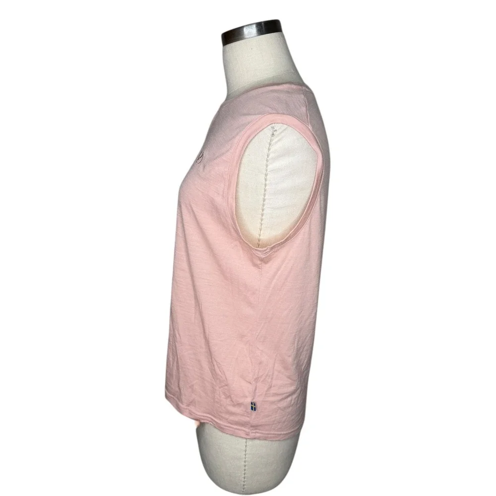 FJALLRAVEN Pink Abisko Wool Tank Top Embroidered Logo Women's Size Small Pastel - Picture 2 of 7